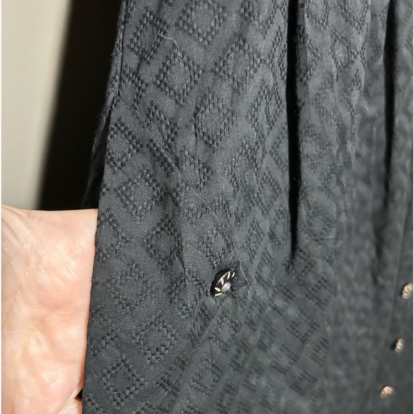 Anthropologie 00 Black Geometric Print Embroidered Sleeveless Cotton Shirt Dress - Picture 6 of 11